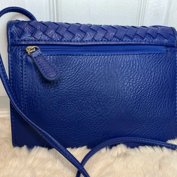 CLARKS ROYAL BLUE LEATHER WOVEN CROSSBODY - Picture 4 of 12